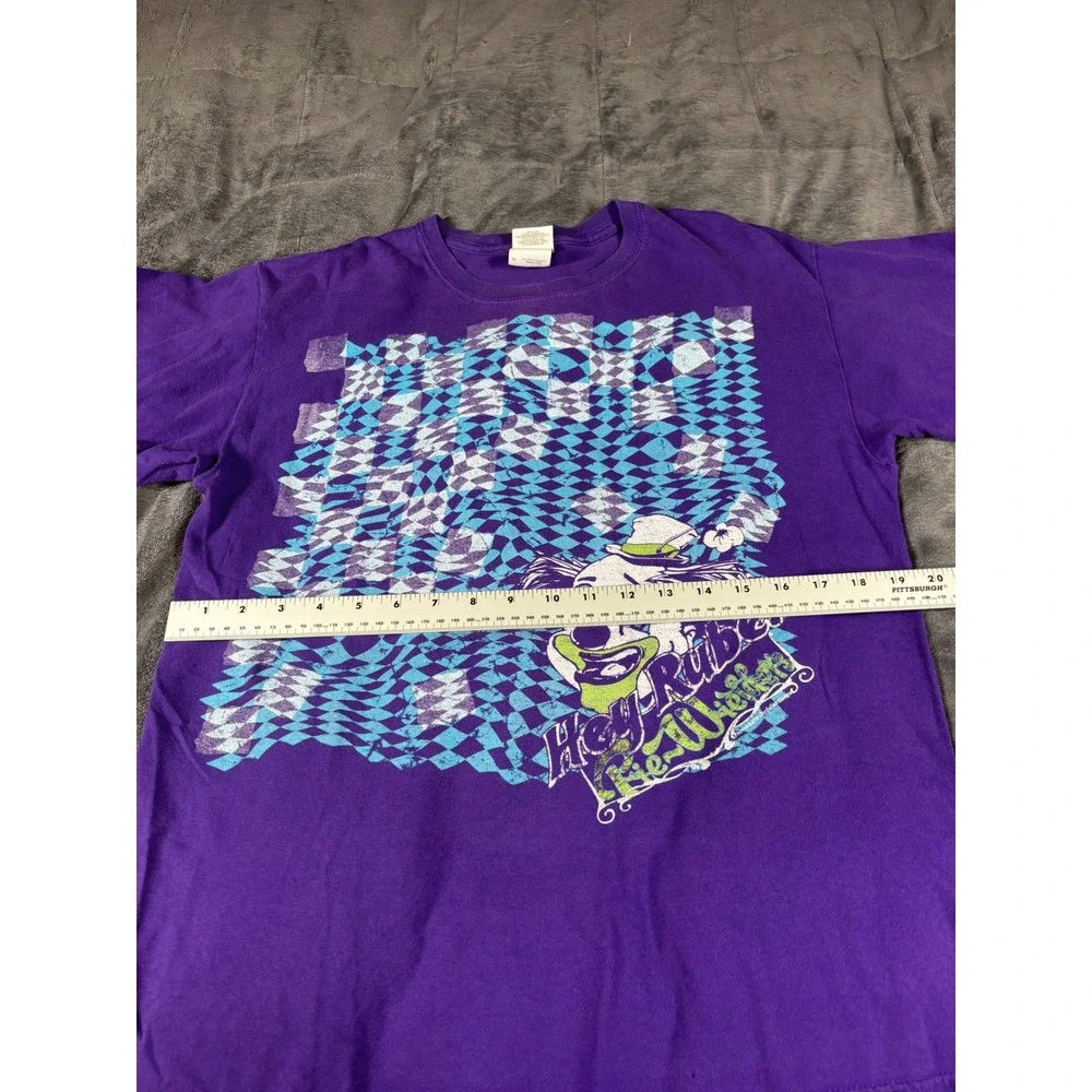 Gildan Hey Rube Clown Graphic T-Shirt Purple Mens Medium Checkerboard Circus Tee